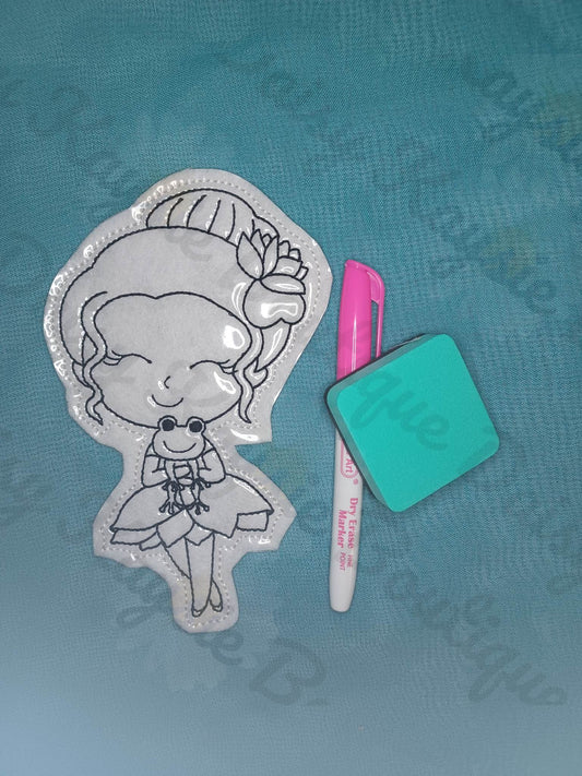Southern Princess With Baby Frog Dry Erase Coloring Activity