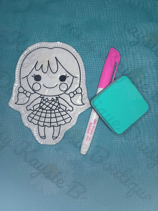 Christmas Doll Toy Dry Erase Coloring Activity